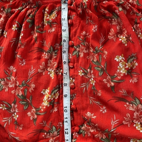 American Eagle Outfitters Cold Shoulder, Ruffle Crop Floral Top, Size: XS - Picture 8 of 8